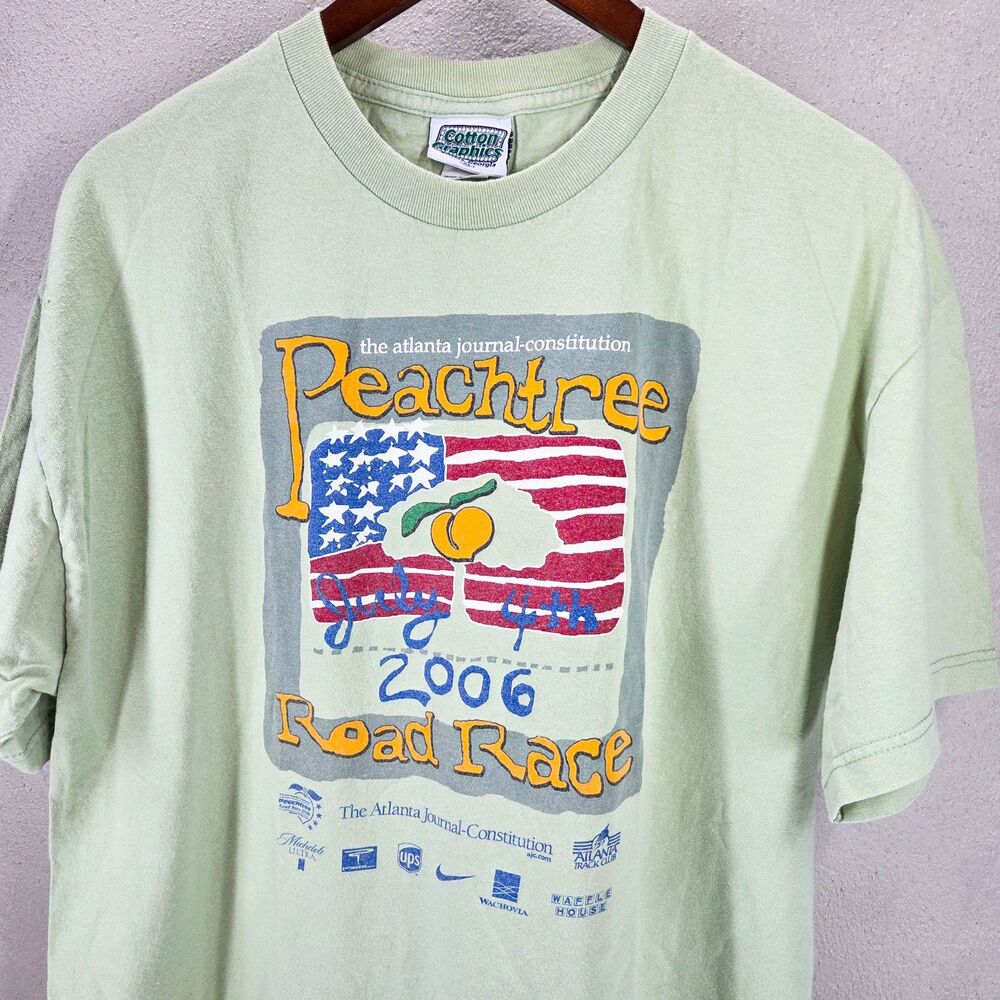 Vintage 2006 Peachtree Road Race Cotton Graphics Graphic Tee Sz XL